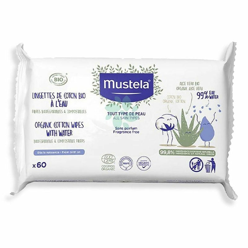 Lingettes imprégnées Mustela (60 Unités) Bébé, Hygiène et soins Mustela   