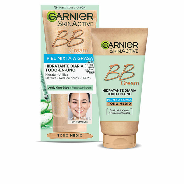 Crème Hydratante avec Couleur Garnier Skinactive Bb Cream Peau mixte Peau grasse Medium 50 ml Spf 25 Beauté, Maquillage Garnier   