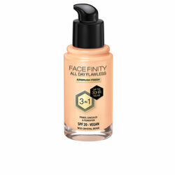 Base de Maquillage Crémeuse Max Factor Face Finity All Day Flawless 3-en-1 Spf 20 Nº W33 Crystal beige 30 ml Beauté, Maquillage Max Factor   