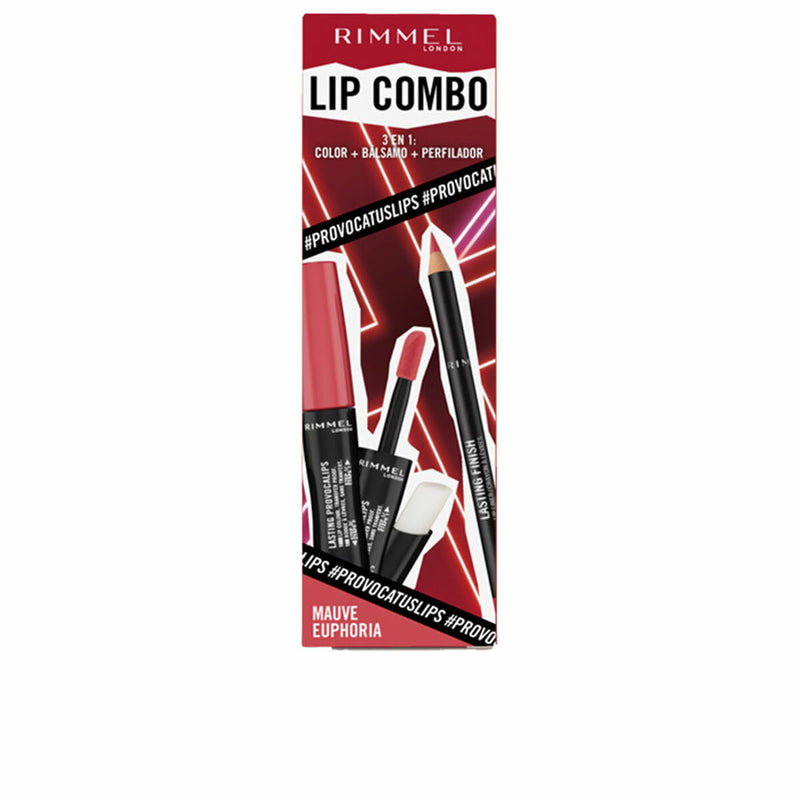 Set de Maquillage Rimmel London Lip Combo 3 Pièces Mauve Euphoria Beauté, Maquillage Rimmel London   