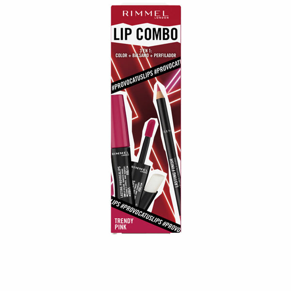 Set de Maquillage Rimmel London Lip Combo 3 Pièces Trendy Pink Beauté, Maquillage Rimmel London   