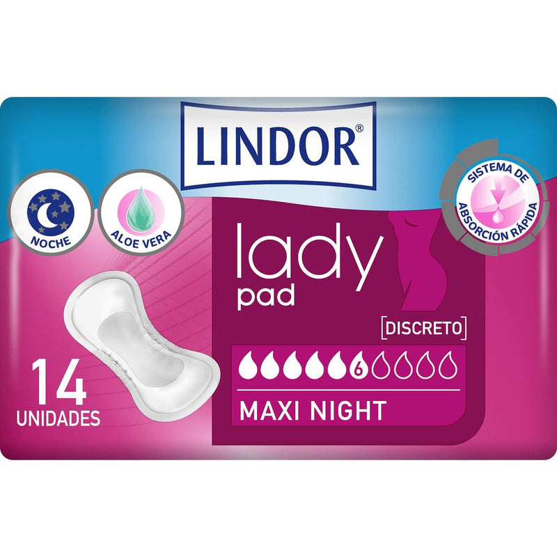 Compresses pour Incontinence Lindor Lady Pad Maxi Nuit 14 Unités Santé et toilette intime, Hygiène intime Lindor   