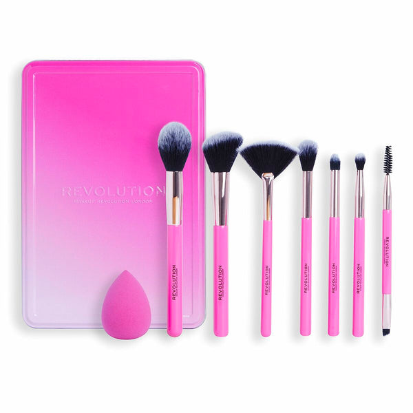 Kit de broche de maquillage Revolution Make Up The Brush Edit Rose 8 Pièces Beauté, Ustensiles et accessoires Revolution Make Up   