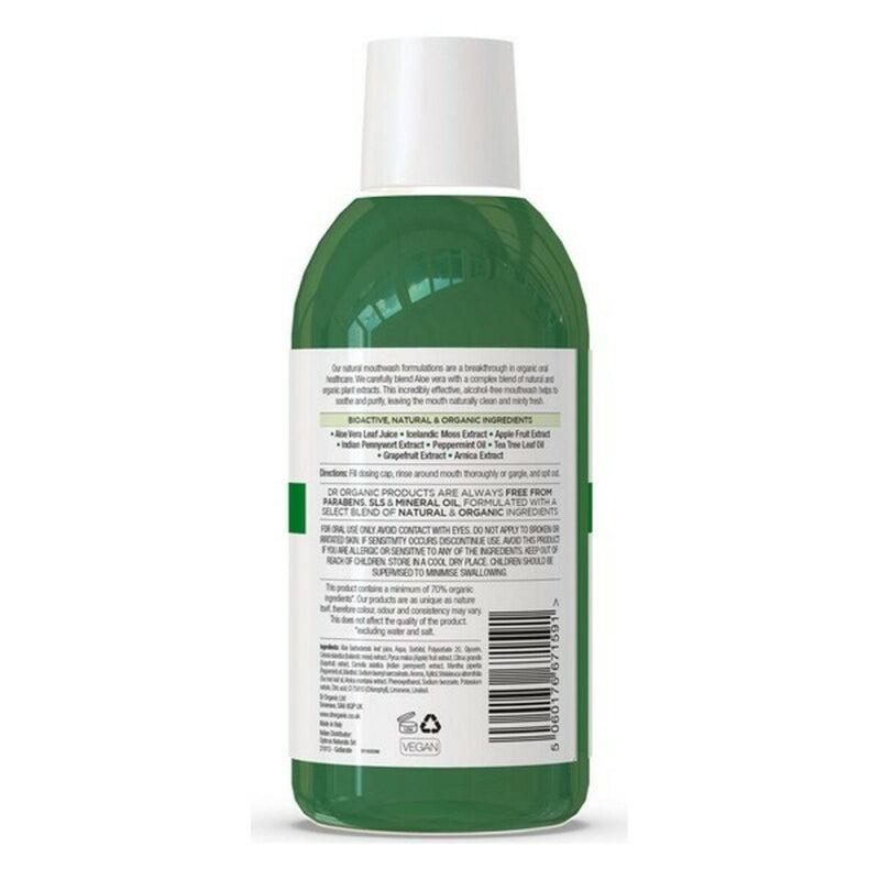 Bain de Bouche Dr.Organic Aloe Vera 500 ml Santé et toilette intime, Soins bucco-dentaires Dr.Organic   