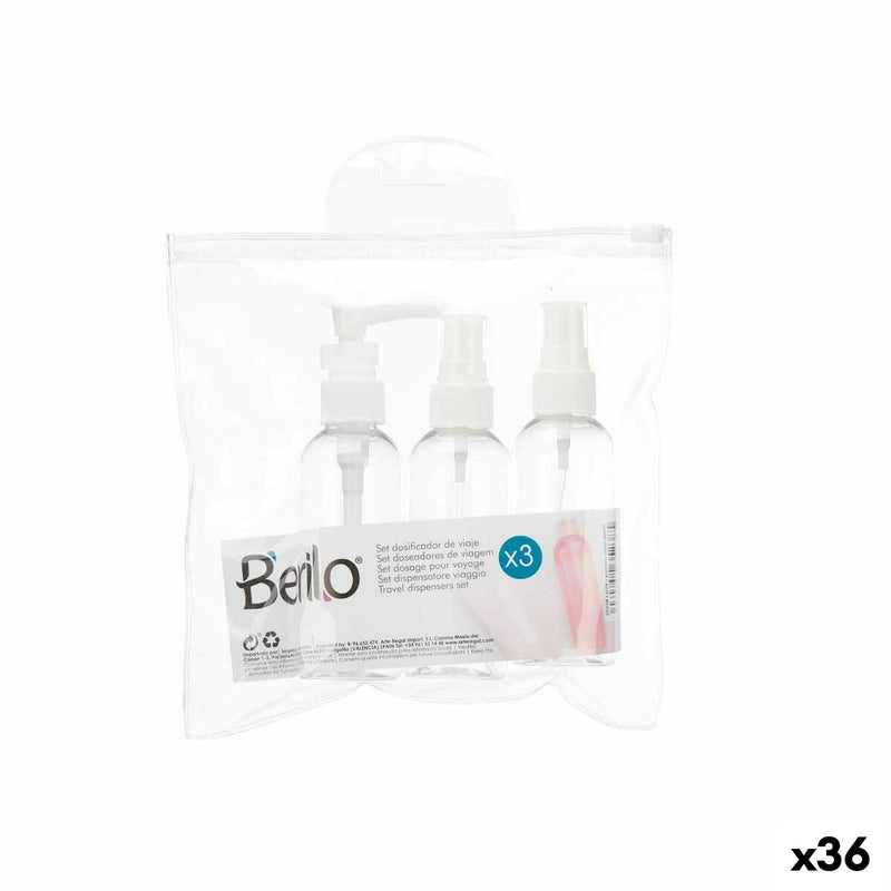 Ensemble de Voyage Transparent Blanc Plastique (36 Unités) Beauté, Ustensiles et accessoires Berilo   