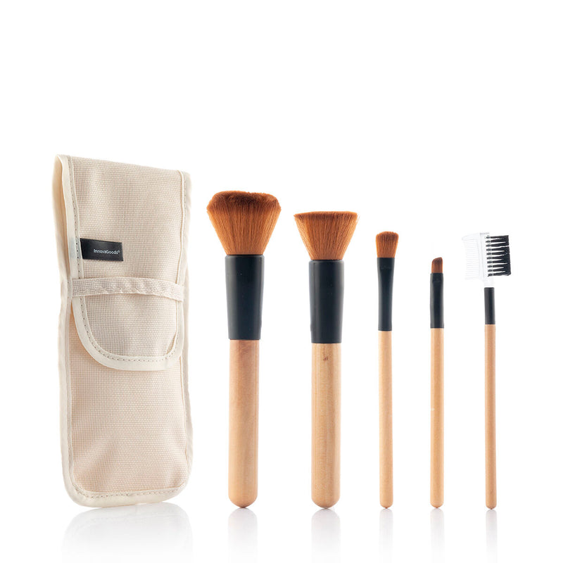 Ensemble de Pinceaux de Maquillage en Bois avec Trousse Miset InnovaGoods 5 Unités Beauté, Ustensiles et accessoires InnovaGoods   